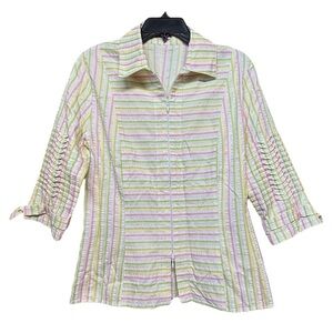Covers Pink and Green Button Down with Cuffed Sleeves